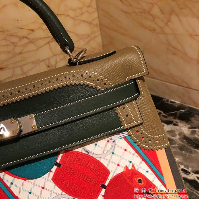 HERMES愛馬仕 凱莉包 kelly 32cm 拼接印花圖案 時尚手提包  Ama1408